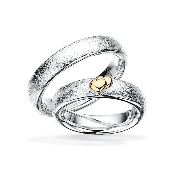 Scrouples - Trauringe aus Silber mit Herzen aus 14kt. Gold