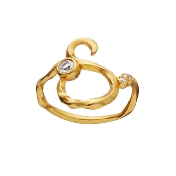 Alphabet-Ring aus Vergoldet Silber mit dem Buchstaben S von Maanesten