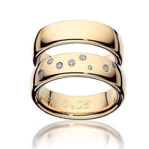 Ringe aus 8-14 kt Rotgold - mit Jungfrau-Sternbild in Diamanten