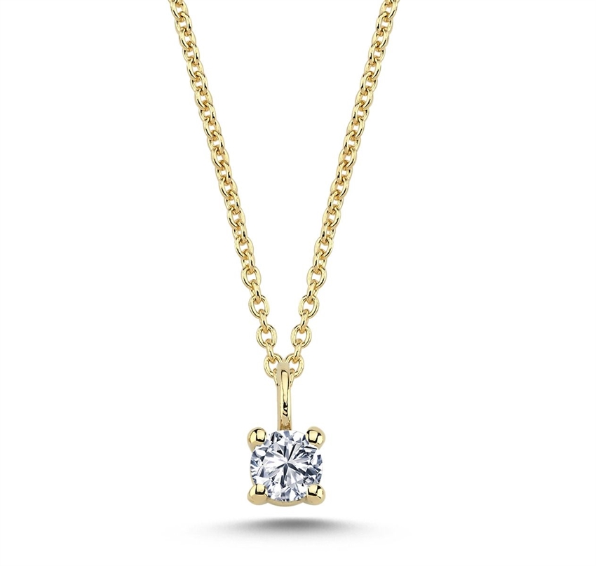 The One Diamantanhänger in 14 kt. Gold mit insgesamt 0,13 - 0,38 Karat