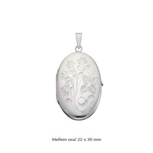 Ovales Medaillon mit Muster in Silber - Medium 22x30