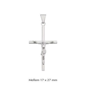 Stolpe Kreuzanhänger mit Jesus in Silber - mittel 17x27