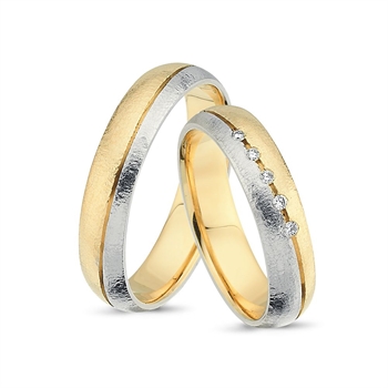 Zweifarbiger Ring aus 14 Karat Rot- und Weißgold - 5 Diamanten im Damenring