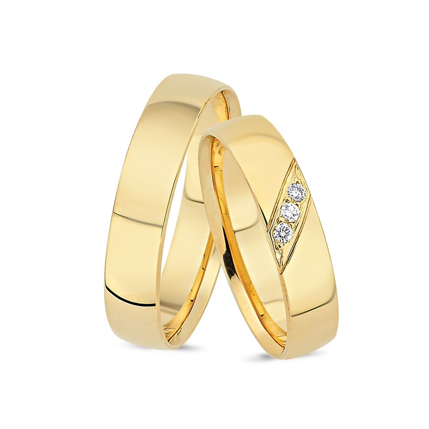 Ringe aus 14 Karat Rotgold - 3 Diamanten im Damenring