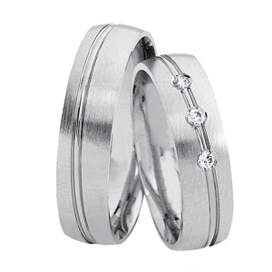 NURAN - Trauringe in 14kt. Weißgold mit 0,06ct. Brillanten