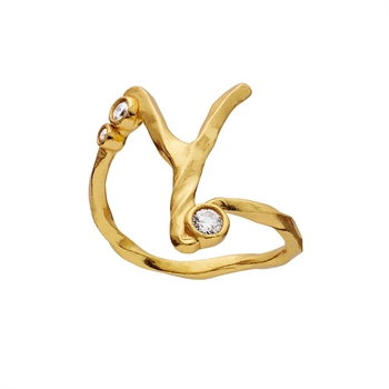Alphabet Ring aus Vergoldet Silber mit dem Buchstaben Y von Maanesten